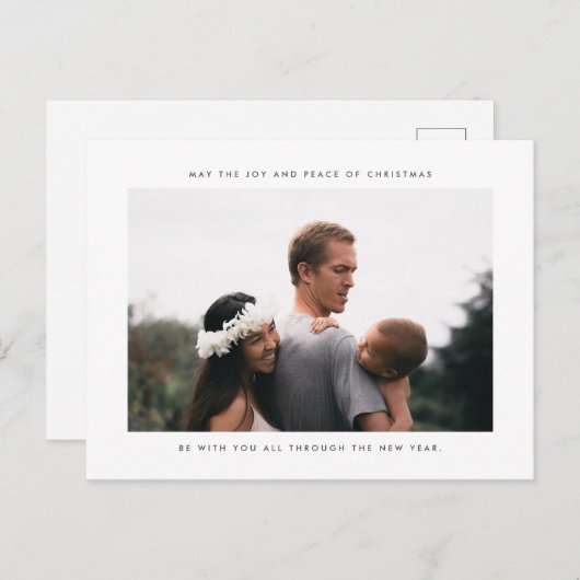 クリスマスの喜びと平和の家族の写真 シーズンポストカード (正面/裏面)