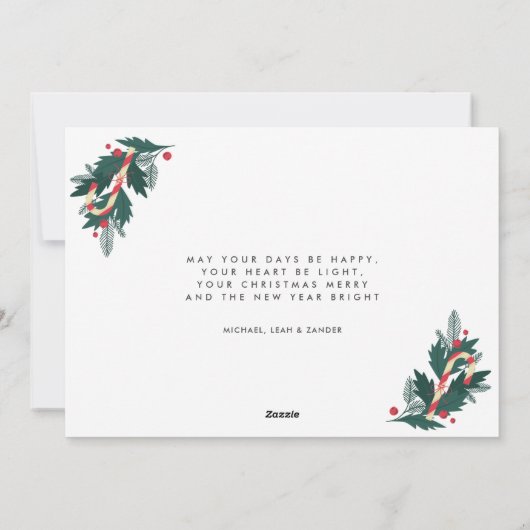 クリスマスの喜びと平和モダン写真 シーズンカード (裏面)