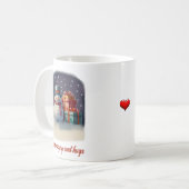 クリスマスの喜びと抱擁 コーヒーマグカップ (正面左)