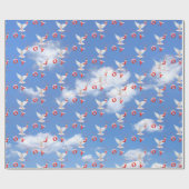 クリスマスの喜びと白い鳩が空に ラッピングペーパー (フラット)