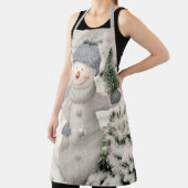 クリスマスの喜びと笑顔雪だるま エプロン (インサイチュ)