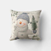 クリスマスの喜びと笑顔雪だるま クッション (裏面)