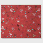クリスマスの喜びと雪の赤 ラッピングペーパー (フラット)