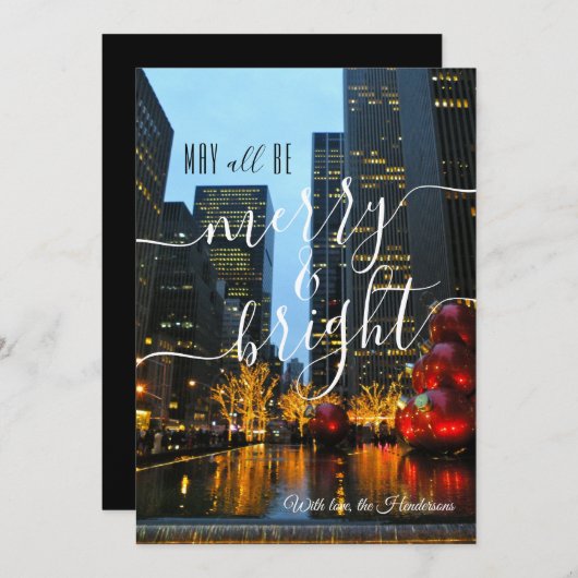 クリスマスの喜びに満ちたミッドタウン NYC の写真 シーズンカード (正面/裏面)