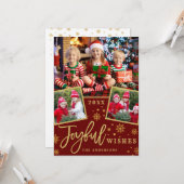 クリスマスの喜びに満ちた願い 3 枚の写真 ホリデー グリーティングカード (正面/裏面インサイチュ)