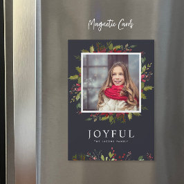 クリスマスの喜びのグリーン | 磁石のホリデー写真カード