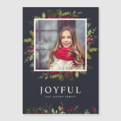 クリスマスの喜びのグリーン | 磁石のホリデー写真カード (正面)