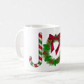 クリスマスの喜びのリースとトナカイ コーヒーマグカップ (正面左)