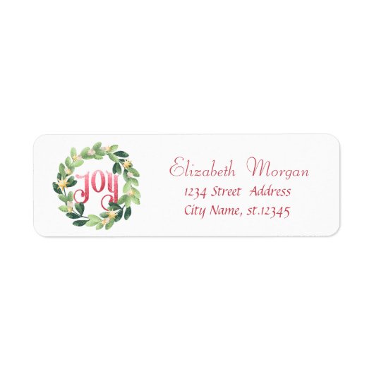 クリスマスの喜びのリース ラベル (正面)