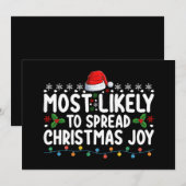 クリスマスの喜びの休暇を広げる可能性が最も高い 招待状 (正面/裏面)