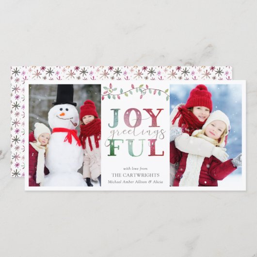 クリスマスの喜びの挨拶2フォトライト シーズンカード (正面/裏面)