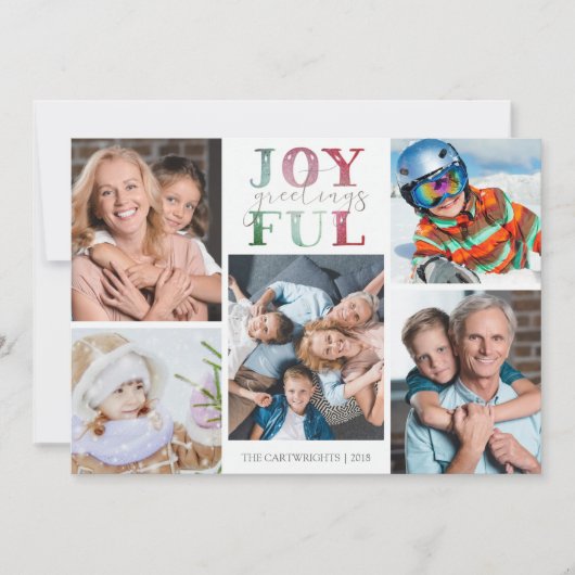 クリスマスの喜びの挨拶5写真水彩 シーズンカード (正面)