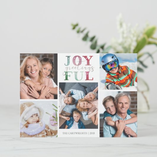 クリスマスの喜びの挨拶5写真水彩 シーズンカード (スタンド正面)