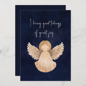 クリスマスの喜びの知らせ 水彩画の天使 シーズンカード (正面/裏面)