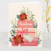 クリスマスの喜びの赤いポインセティアが好きなように カード (黄色い花)