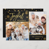 クリスマスの喜びの金ゴールドフレーム2 PHOTO Greeting シーズンカード (正面/裏面)