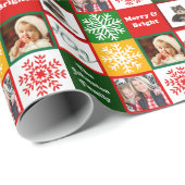 クリスマスの喜びの雪片は家族写真を加えます ラッピングペーパー (ロールコーナー)