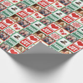 クリスマスの喜びは4つのお気に入りのな家族写真を加えます ラッピングペーパー (角)