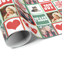 クリスマスの喜びは4つのお気に入りのな家族写真を加えます ラッピングペーパー