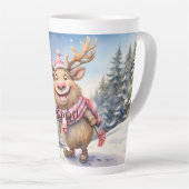 クリスマスの喜びももたらすヘラジカ カフェラテマグ (右アングル)