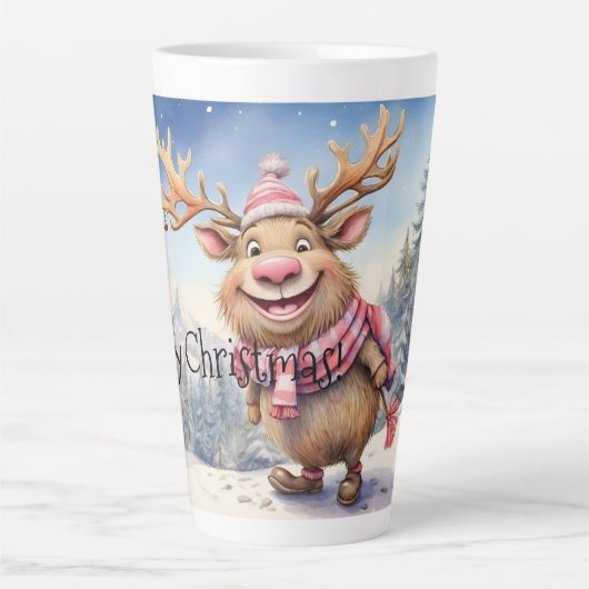 クリスマスの喜びももたらすヘラジカ カフェラテマグ (正面)