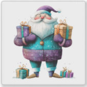 クリスマスの喜びをもたらしてくれるスミレ色のサンタ シール (正面)