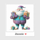 クリスマスの喜びをもたらしてくれるスミレ色のサンタ シール (シート)