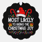 クリスマスの喜びをもたらす可能性が最も高いマッチング オーナメントカード (正面)