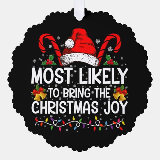 クリスマスの喜びをもたらす可能性が最も高いマッチング オーナメントカード (正面)