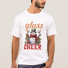 クリスマスの喜びをグラスに込めて 面白い雪だるま ワイン愛好家 Tシャツ