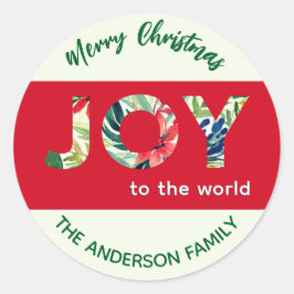 クリスマスの喜びを世界に 赤 緑 メリークリスマス ラウンドシール