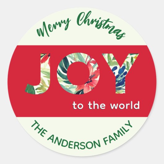 クリスマスの喜びを世界に 赤 緑 メリークリスマス ラウンドシール (正面)
