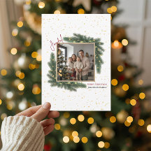 クリスマスの喜びを伝える、家族の写真を使ったホリデーカード
