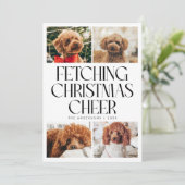 クリスマスの喜びを呼び寄せる犬の写真 ホワイト シーズンカード (スタンド正面)