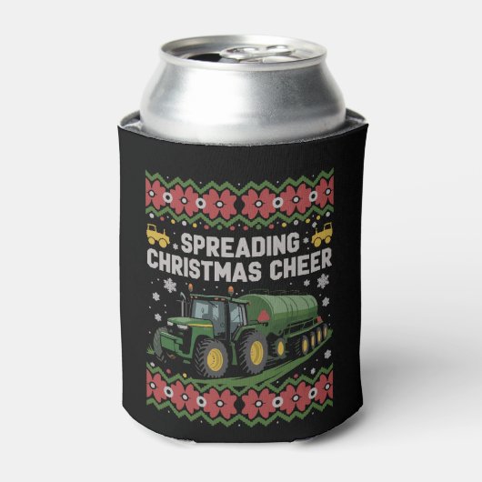 クリスマスの喜びを広げるトラクター ウガイスウェット 缶クーラー (缶正面)