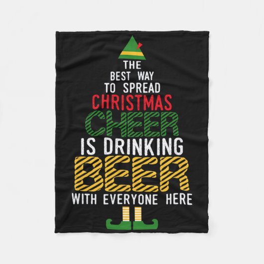 クリスマスの喜びを広める最善の方法は飲むこと フリースブランケット (正面)
