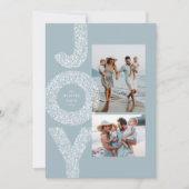 クリスマスの喜びを表す雪のしぶきと氷の青い二枚の写真のクリスマスカード シーズンカード (正面)