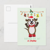 クリスマスの喜びを解き放つ犬のポストカード ポストカード (正面/裏面)
