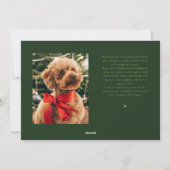 クリスマスの喜びを運ぶ緑の犬の写真 シーズンカード (裏面)