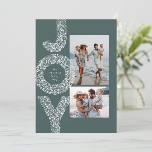 クリスマスの喜びを2つの写真でグリーンに彩る シーズンカード (スタンド正面)