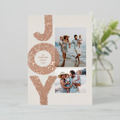 クリスマスの喜びを2枚の写真で表現したローズゴールドのモダンなカード 箔シーズンカード (立ち正面)