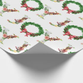 クリスマスの喜びタイポグラフィ赤 ラッピングペーパー (角)