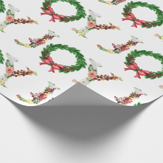 クリスマスの喜びタイポグラフィ赤 ラッピングペーパー (角)