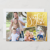 クリスマスの喜びモダンのメタリック金ゴールド3枚の写真 (正面)