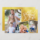 クリスマスの喜びモダンのメタリック金ゴールド3枚の写真 (正面/裏面)