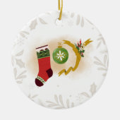 クリスマスの喜び写真 セラミックオーナメント (正面)