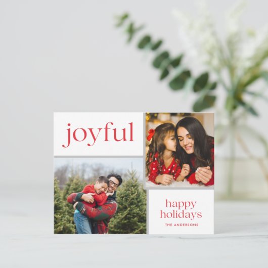 クリスマスの喜び家族の写真予算 シーズンポストカード (スタンド正面)