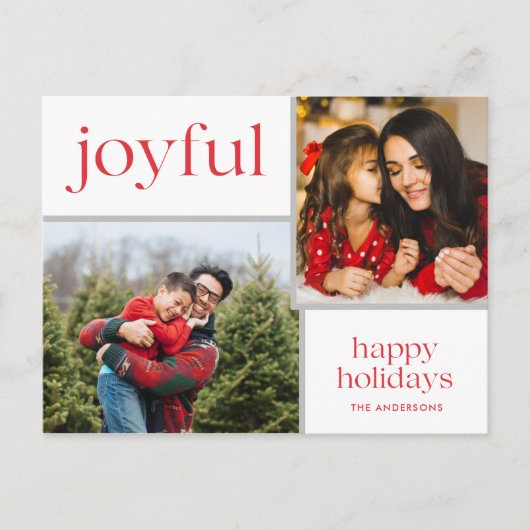 クリスマスの喜び家族の写真予算 シーズンポストカード (正面)