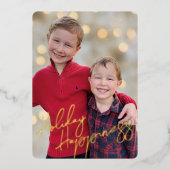 クリスマスの喜び満載の写真カード 箔シーズンカード (正面)