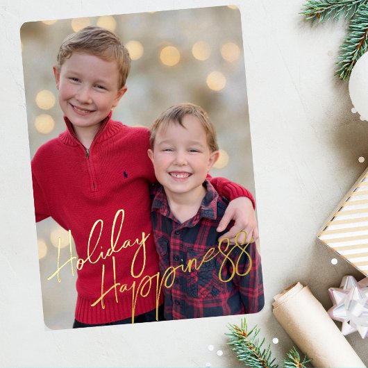 クリスマスの喜び満載の写真カード 箔シーズンカード